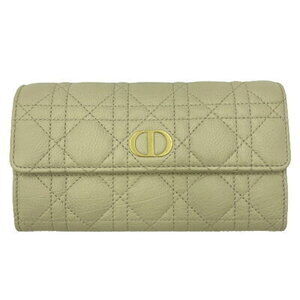 DIOR CARO Wallet Beige Calfskin Cannage Leather Christian Shoulder Bag